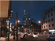 TQ3279 : View of St George the Martyr Church and the Shard from Borough High Street by Robert Lamb