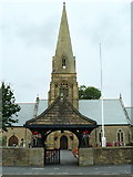 SD3931 : The Parish Church of St Nicholas, Lychgate and spire by Alexander P Kapp