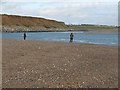S8707 : Anglers at the mouth of Ballyteige Lagoon by Oliver Dixon