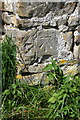 Benchmark on barn in field next to Long Barn House