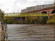 SJ8297 : River Irwell, Woden Street Bridge by David Dixon