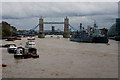 TQ3380 : Warships on the River Thames by Peter Trimming