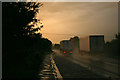 The A34 in rain and the sunset glow