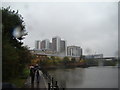 View of blocks of flats near East India Quay from East India Dock Basin