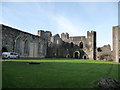 Part of the central courtyard of Caerphilly Castle