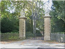SJ8458 : Gates to Ramsdell Hall by John Harrison