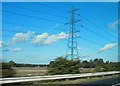 Pylons alongside the M18 motorway near Doncaster