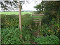 Footpath fingerpost and stile