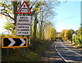 Arch bridge ahead on the A48 near Newnham-on-Severn