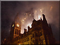SJ8398 : Manchester Town Hall, Firework Display by David Dixon