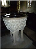 SY5889 : St Michael and All Angels, Little Bredy: font by Basher Eyre