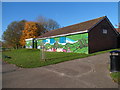 Colourful south side of Redcatch Community Centre, Knowle, Bristol