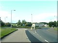 Roundabout at the junction of the A711 and a factory entrance