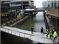 View of the dock and the Idea Store Canary Wharf from the footbridge