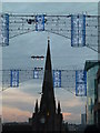 SP0786 : Birmingham - Xmas decoration and St Martin's Church by Chris Allen