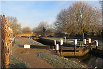 SP9114 : Lock 39 on the Grand Union Canal on a freezing winter morning by Chris Reynolds