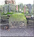 Close view of stone inscribed ?WR?, Hunsworth Lane