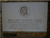 TQ2682 : New Mound Stand plaque, Lord's Cricket Ground, St John's Wood Road NW8 by Robin Sones
