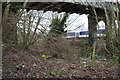 Underneath the Aristotle Lane railway footbridge