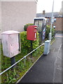 Annan: postbox № DG12 201 and phone, Wood Avenue