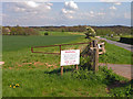 Field with warning notice at Broadwas