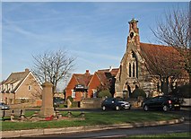 TL5666 : Reach: war memorial, village centre and parish church by John Sutton