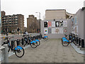 TQ3180 : Cycle docking station at Southwark tube station by Stephen Craven