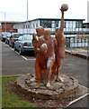 Wood sculpture at the entrance to Chepstow Comprehensive School (1)