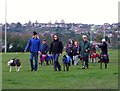 Greyhounds and their keepers, Hampden Park, Eastbourne