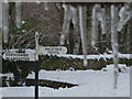 Corscombe: signpost by the Fox Inn