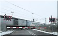 Train passing Stubton Road Level Crossing, Claypole