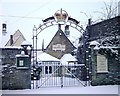 Rear of the Crown Inn Tetbury in the snow