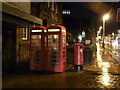 Blackpool: postbox № FY1 3 and phones, Talbot Road