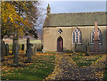 NO4480 : Gravestones at Lochlee Parish Church by Trevor Littlewood