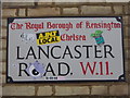 TQ2481 : Street sign, Lancaster Road W11 by Robin Sones