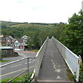 Across a long footbridge, Aberfan