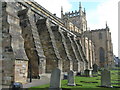NT0887 : Dunfermline Abbey - south side and buttresses by M J Richardson