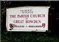 Sign at St Peter and St Paul Great Bowden