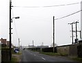 Power lines crossing the B25 on the southern outskirts of Hilltown