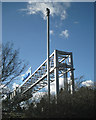 SP1471 : M42 junction 3a east: CCTV and signs for the M42 split by Robin Stott