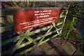 SP0583 : Sign on a gate near the dam at Edgbaston Pool by Phil Champion