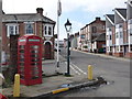 Lymington: phone box outside the station