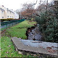 Dowlais Brook flows towards Waun Road, Cwmbran