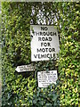 Three old signs at the end of Albert Road, Addlestone