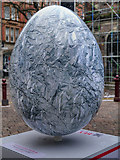 SJ8398 : St Ann's Square,  Vinyl-Wrapped Egg (Crumpled Aluminium Foil) by Jessica Mallock by David Dixon