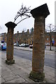 SP4540 : Pillars outside St Mary's church, Banbury by Philip Halling