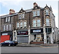 Three Holton Road businesses near the corner of Lower Morel Street, Barry