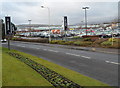 Road past the southern edge of Bridgend Designer Outlet