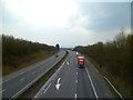 Northbound carriageway of the M3 with traffic approaching Bridgetts Lane