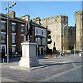 Two statues, Castle Square, Caernarfon